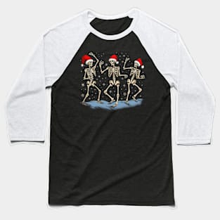 Skeletons Dancing Xmas Funny Christmas Skeletons Boys Kids Baseball T-Shirt